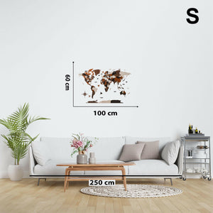 لوحة خريطة العالم بجودة عالية تظهر تفاصيل الدول والقارات، مثالية لتزيين المكاتب وغرف الدراسة