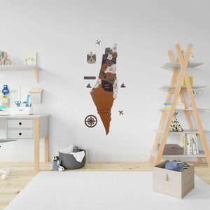 صورة لوحة خريطة فلسطين تُظهر الحدود والمعالم البارزة بدقة، مناسبة للبحث عن خرائط جغرافية فلسطينية.