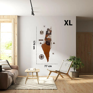 صورة لوحة خريطة فلسطين تُظهر الحدود والمعالم البارزة بدقة، مناسبة للبحث عن خرائط جغرافية فلسطينية.