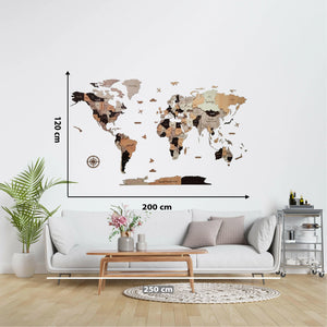 خريطة العالم التفاعلية عالية الجودة تظهر تفاصيل البلدان والمدن لتزيين الجدران أو الدراسة