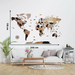 خريطة العالم التفاعلية عالية الجودة تظهر تفاصيل البلدان والمدن لتزيين الجدران أو الدراسة