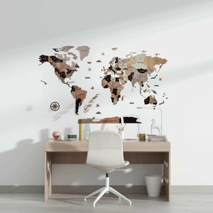 خريطة العالم التفاعلية عالية الجودة تظهر تفاصيل البلدان والمدن لتزيين الجدران أو الدراسة