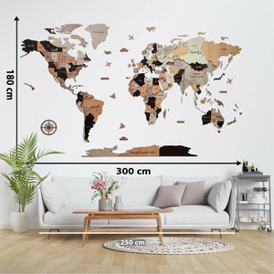 خريطة العالم التفاعلية عالية الجودة تظهر تفاصيل البلدان والمدن لتزيين الجدران أو الدراسة