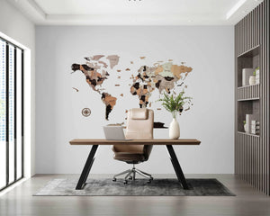 خريطة العالم التفاعلية عالية الجودة تظهر تفاصيل البلدان والمدن لتزيين الجدران أو الدراسة