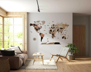 خريطة العالم التفاعلية عالية الجودة تظهر تفاصيل البلدان والمدن لتزيين الجدران أو الدراسة