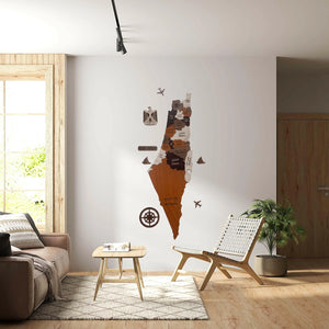 صورة لوحة خريطة فلسطين تُظهر الحدود والمعالم البارزة بدقة، مناسبة للبحث عن خرائط جغرافية فلسطينية.