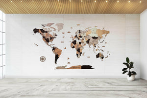 خريطة العالم التفاعلية عالية الجودة تظهر تفاصيل البلدان والمدن لتزيين الجدران أو الدراسة