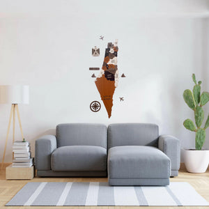 صورة لوحة خريطة فلسطين تُظهر الحدود والمعالم البارزة بدقة، مناسبة للبحث عن خرائط جغرافية فلسطينية.