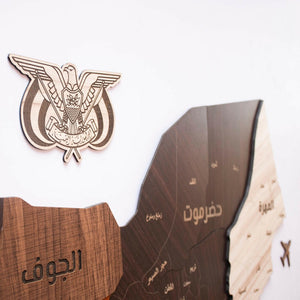 صورة لوحة خريطة اليمن تظهر تفاصيل المحافظات والمدن، مثالية لمحبي الجغرافيا والمعرفة بتاريخ اليمن