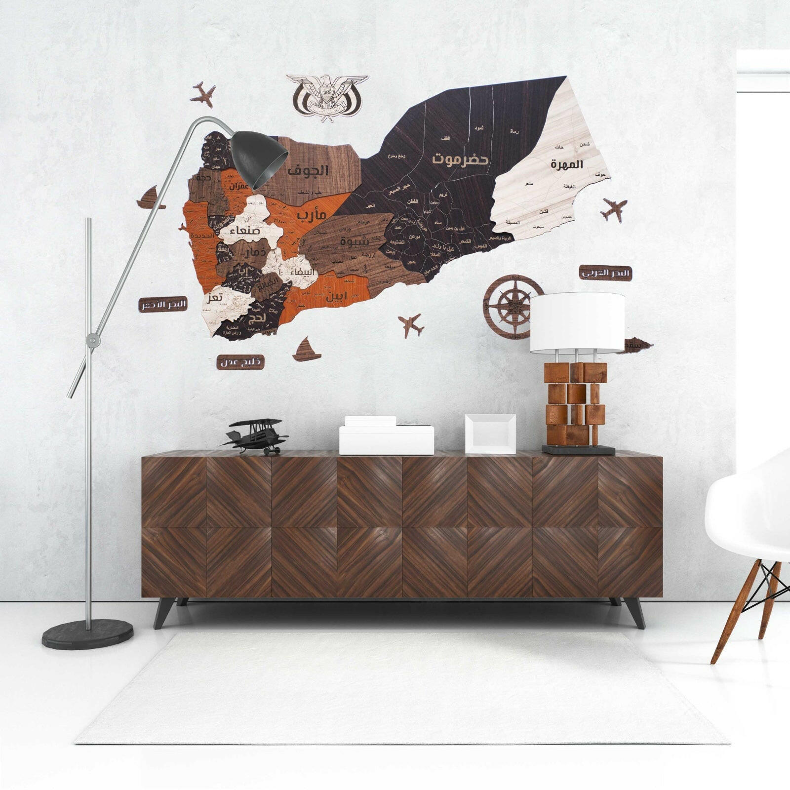 صورة لوحة خريطة اليمن تظهر تفاصيل المحافظات والمدن، مثالية لمحبي الجغرافيا والمعرفة بتاريخ اليمن