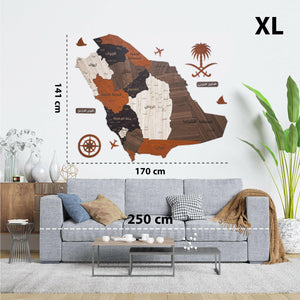 لوحة خريطة السعودية بتصميم جذاب بألوان واضحة تناسب تزيين الجدران وتعرض تفاصيل المملكة العربية السعودية