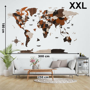 لوحة خريطة العالم بجودة عالية تظهر تفاصيل الدول والقارات، مثالية لتزيين المكاتب وغرف الدراسة