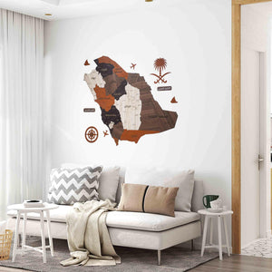 لوحة خريطة السعودية بتصميم جذاب بألوان واضحة تناسب تزيين الجدران وتعرض تفاصيل المملكة العربية السعودية