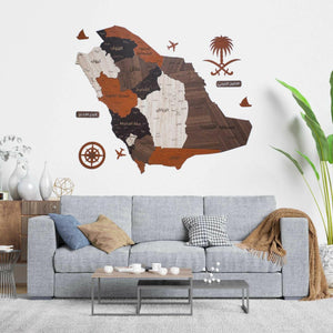 لوحة خريطة السعودية بتصميم جذاب بألوان واضحة تناسب تزيين الجدران وتعرض تفاصيل المملكة العربية السعودية