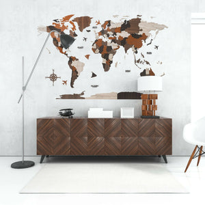 لوحة خريطة العالم بجودة عالية تظهر تفاصيل الدول والقارات، مثالية لتزيين المكاتب وغرف الدراسة